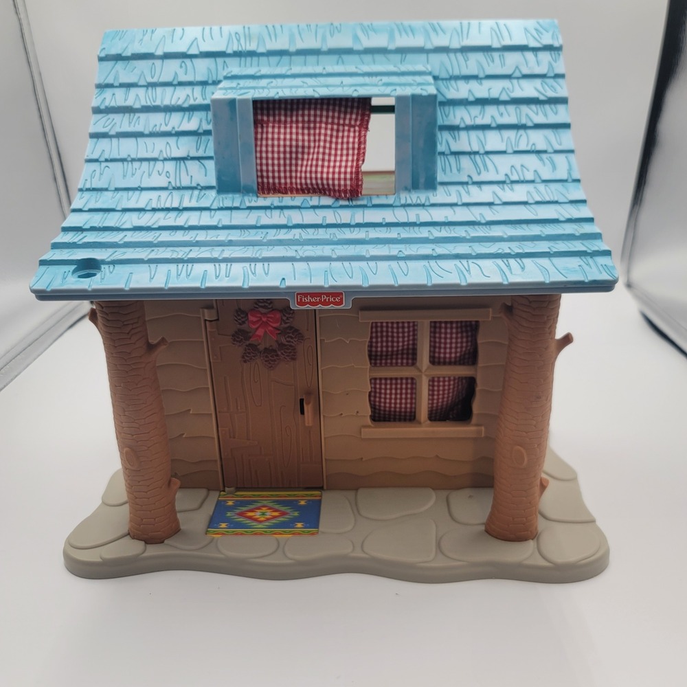 Rare Fisher-Price Little People Camping Log Cabin Retro Toy Playset 2002